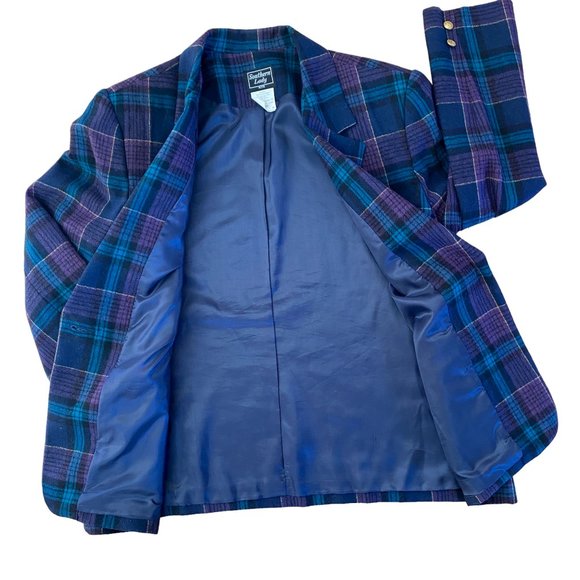 Southern Lady Vintage Oversize Wool Blend Tartan Plaid Blazer Fall Aesthetic-16P - Picture 5 of 12